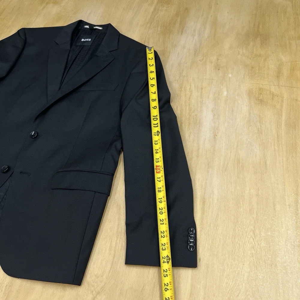 Hugo Boss Blazer Jacket Sport Coat Mens 38R Slim Fit Wool Black